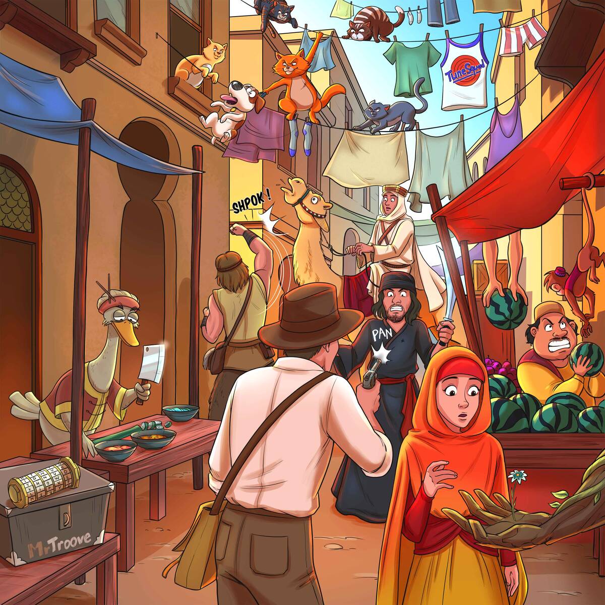 Quiz 10 films à trouver Souk , avec Space Jam, Star Wars, épisode I : La Menace fantôme, Conan le barbare.