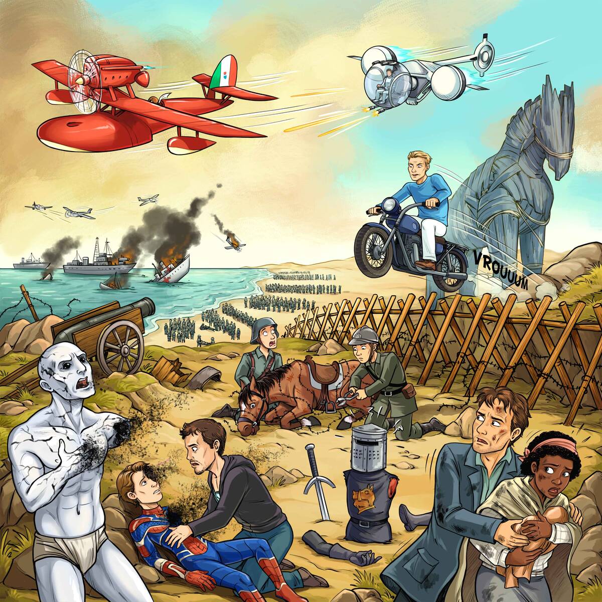 Quiz 10 movies to find Guerre , avec Porco Rosso, Troy, Monty Python and the Holy Grail.