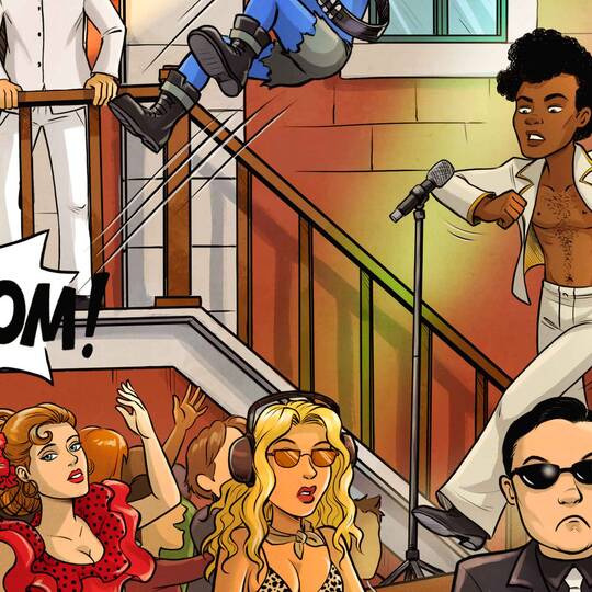 Quiz 10 music videos to find Concert , avec Stayin' Alive, La Isla Bonita, Single Ladies.