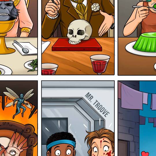 Quiz 10 movies to find Dinner Scenes , avec Edward Scissorhands, Alien, Bruce Almighty.