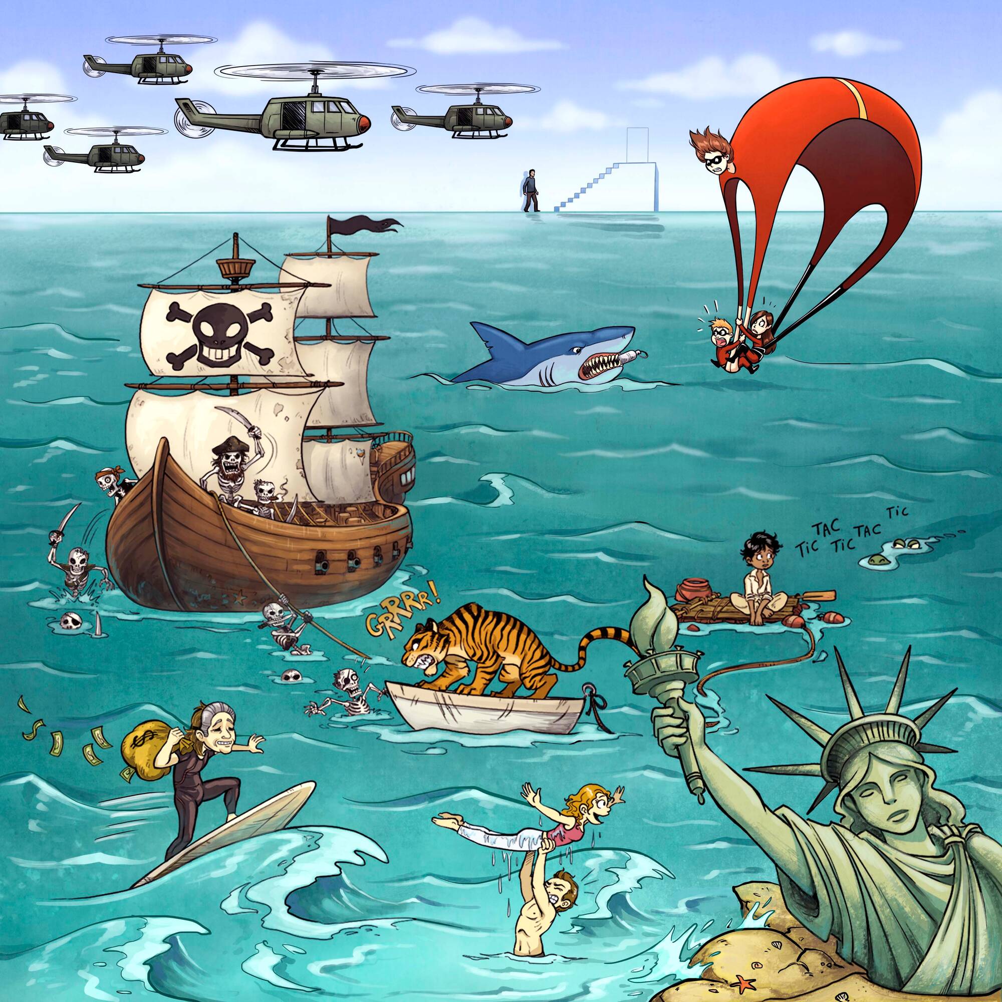 Quiz 10 movies to find The sea , avec Pirates of the Caribbean: The Curse of the Black Pearl, Dirty Dancing, The Incredibles.