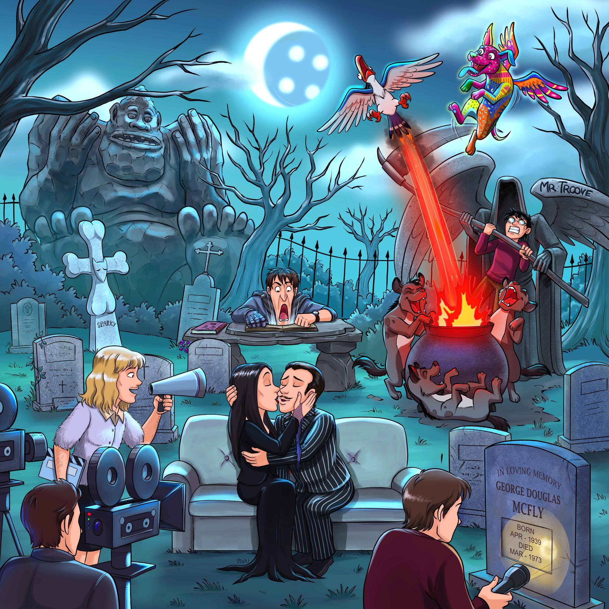 Quiz 10 films à trouver Cimetière bis , avec La famille Addams, Harry Potter et la coupe de feu, Frankenweenie.