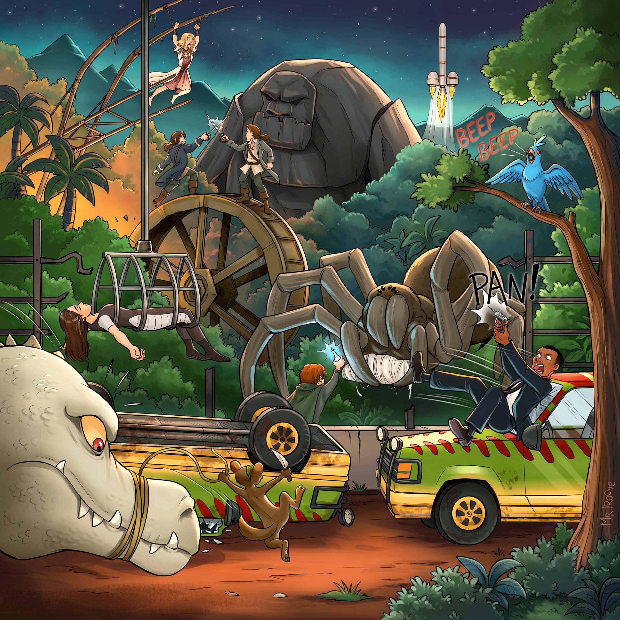 Quiz 10 movies to find Theme Park , avec King Kong, The Lord of the Rings: The Return of the King, Ice Age: Dawn of the Dinosaurs.